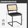COWLOWN Black 2 Piece Mid - Century Rattan Chairs, Cane Back, Upholstered Cushions for Stylish Home Dining Room and Kitchen Decor - 4 of 4