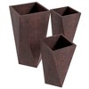 LeisureMod Aloe 3-Piece Tapered Square Stone Planter Set with Drainage – Weather-Resistant Planters for Indoor and Outdoor Patio Herb Garden - 2 of 4