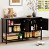 Bella Depot 59" Morden Striped Fluted Sideboard with 4 Door Bottom Shelf - 3 of 4