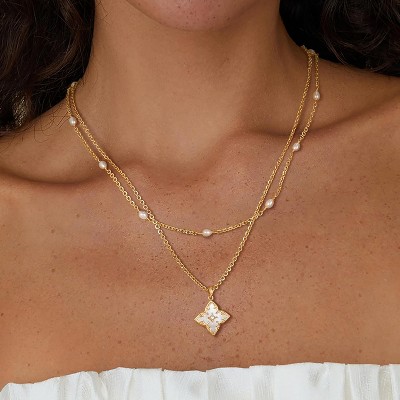 Clotth Gold Necklace for Women Dainty 14K Gold Plated,Necklace Adjustable Chain Choker Charm Lucky Necklaces for Women Jewelry