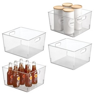 mDesign Plastic Kitchen Pantry Storage Organizer Container Bin - 4 Pack - Clear - 1 of 4