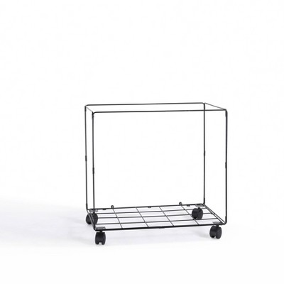 Beige Canvas Collapsible Laundry Hamper with Wheels and Iron Frame