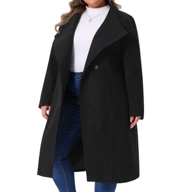 Women's Plus Size Winter Stand Collar Long Sleeve Back Split Long