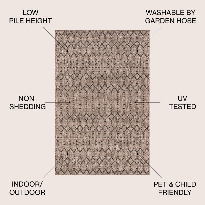 Ourika Moroccan Geometric Textured Weave Indoor/Outdoor Area Rug - JONATHAN Y, 4 of 12