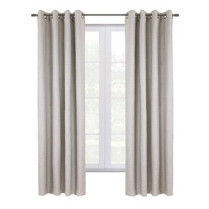 Thermaplus Shadow Window Treatment Blackout Grommet Curtain Panel 52" x 108" for Bedroom Livingroom Off-white - 1 of 4