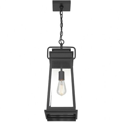 Matte Black Outdoor Hanging Lantern with Clear Glass