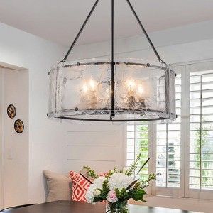 LLHZSY 20 1/2" Cloud Glass Ceiling Chandelier 5-Light Modern Fixture for Dining Living Room Entryway-Black - 1 of 4