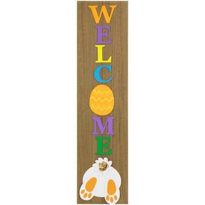 Northlight 39.25" Welcome Wooden Easter Bunny Porch Board Sign Decoration
