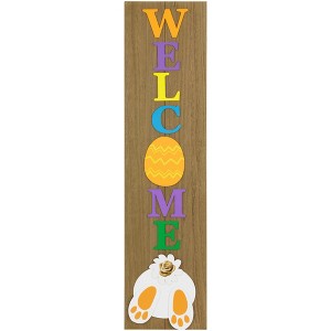 Northlight 39.25" Welcome Wooden Easter Bunny Porch Board Sign Decoration - 1 of 4