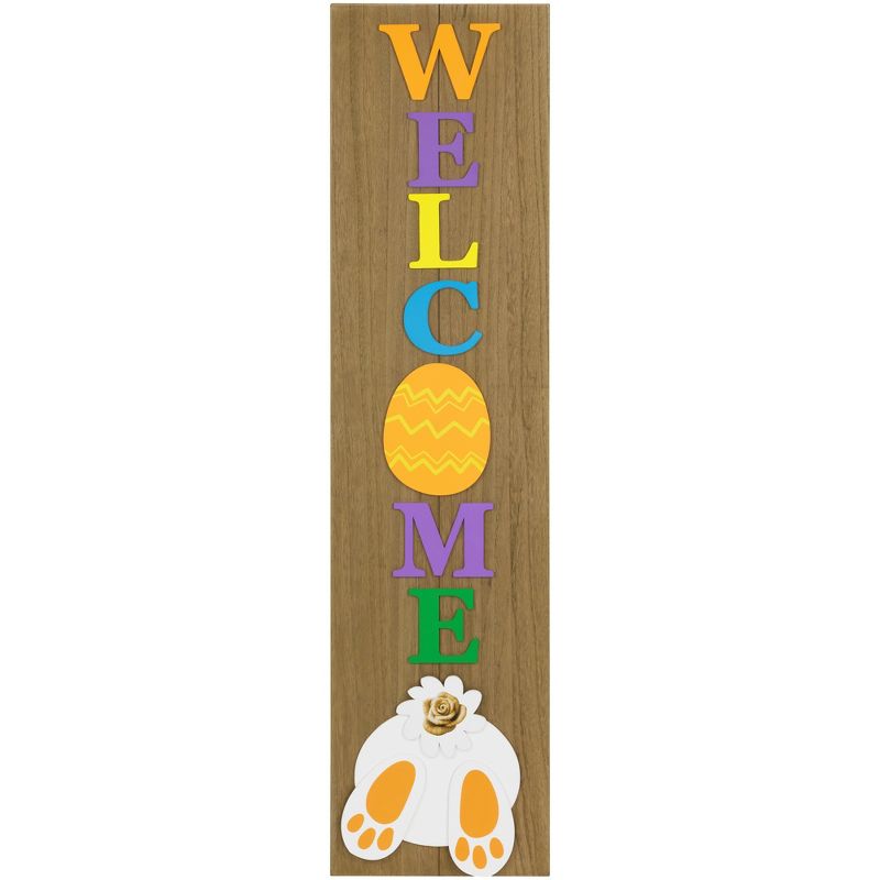 Northlight 39.25" Welcome Wooden Easter Bunny Porch Board Sign Decoration, 1 of 7