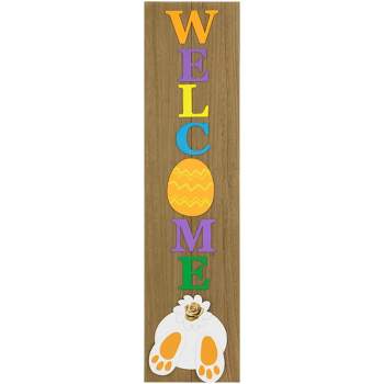 Northlight 39.25" Welcome Wooden Easter Bunny Porch Board Sign Decoration