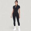 Anna-Kaci Active Women's Short Sleeve High Neck Open Back Zip-Up Jumpsuit with Fitted Silhouette and Scrunch Back Detail - 3 of 4