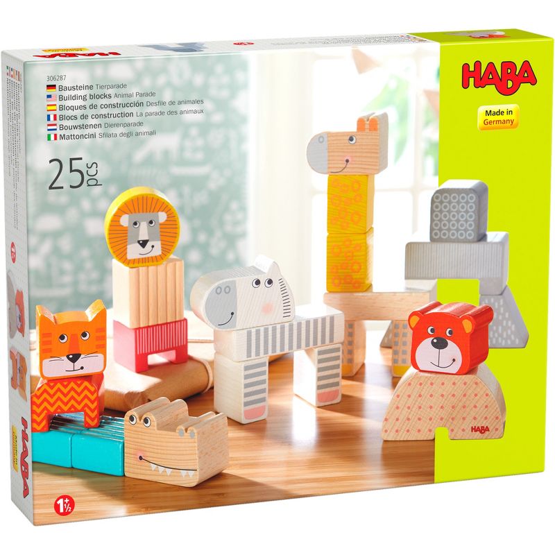 HABA Animal Parade Wooden Blocks - 25 Piece Set (Made in Germany), 1 of 13