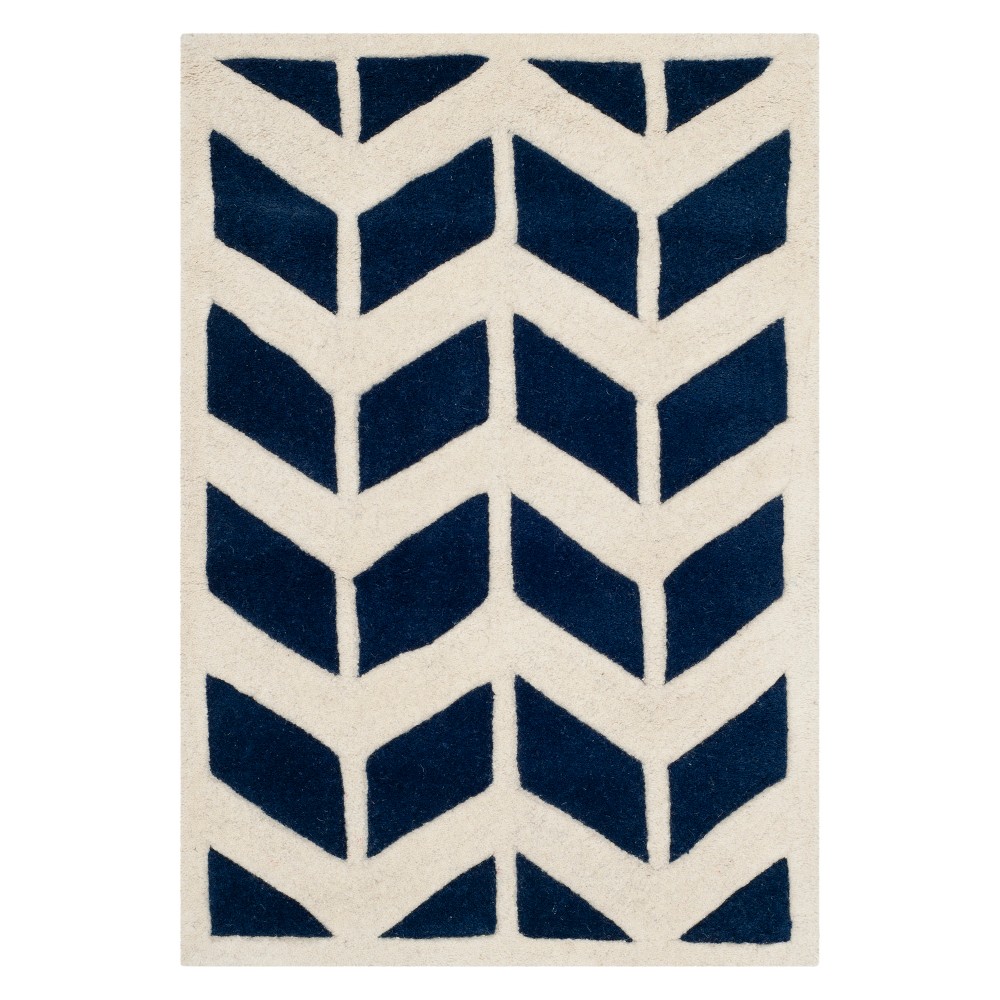 2'x3' Chevron Accent Rug Dark Blue/Ivory - Safavieh