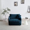35'' Comfy Deep Single Seat Sofa Upholstered Reading Armchair Living Room Chair Blue Chenille Fabric , 1 Toss Pillow - 2 of 4