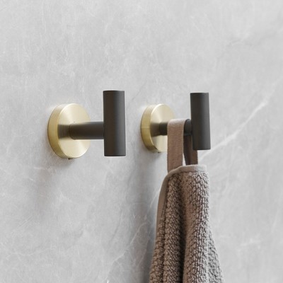 Modern Black and Gold Stainless Steel Wall Hooks, 4-Pack