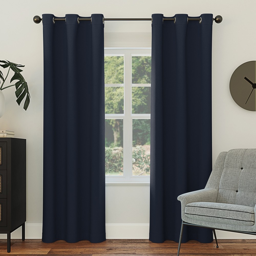 Photos - Curtains & Drapes 40"x84" Sun Zero Blackout Kenneth Energy Saving Grommet Curtain Panel Navy