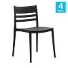 Flash Furniture Bridgeport Set of 4 Indoor-Outdoor Stacking Patio Chair with Slatted Backrest, Commercial All-Weather Resin Chair - 2 of 4