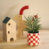 Luckygreenery Checker Planter with Faux Succulent Greenery Orange/Stucco - 3 of 3