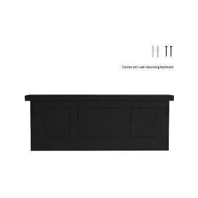 Black Wall Shelf with Picture Collage and Hooks