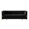 SKRAN Black Velvet Sofa with Gold Legs - Modern Chesterfield Design, Tufted Upholstery, 3-Seat Couch for Living Room and Office - 4 of 4