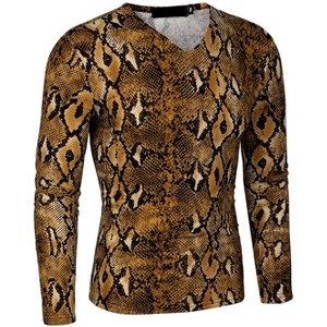 Lars Amadeus Men's Leopard Print Party Slim Fit Long Sleeves T Shirt - 1 of 4