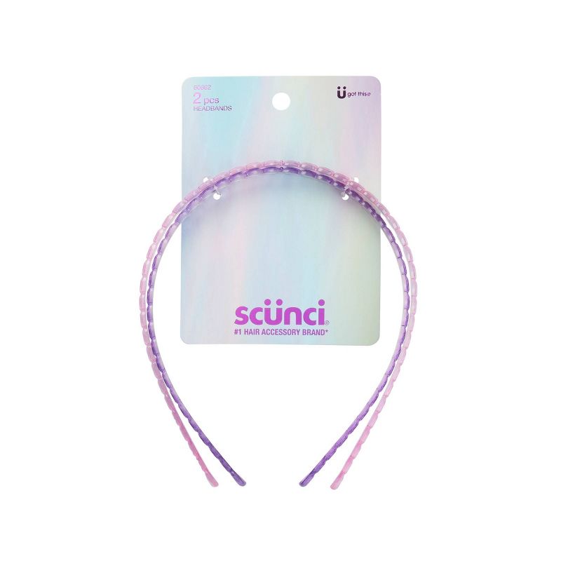 sc&#252;nci Kids Thin Glitter Hearts Plastic Headbands - Pink/Purple - 2pcs, 1 of 5