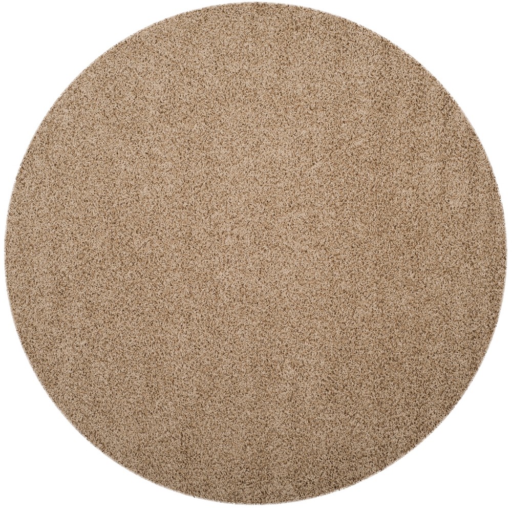 6'7in Round Solid Loomed Area Rug Beige/Light Gray - Safavieh