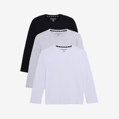 X RAY 3 Pack Kids And Boys 100% Cotton Long Sleeve Crewneck T-Shirts