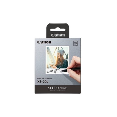 Photo 1 of Canon Glossy Photo 2.7" x 2.7" Paper for QX10 Selphy Square Portable Photo Printer - 20 ct & Ink cartridge XS-20L