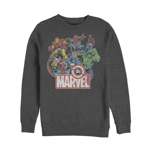 Men's Marvel Classic Hero Collage Sweatshirt - Charcoal Heather ...