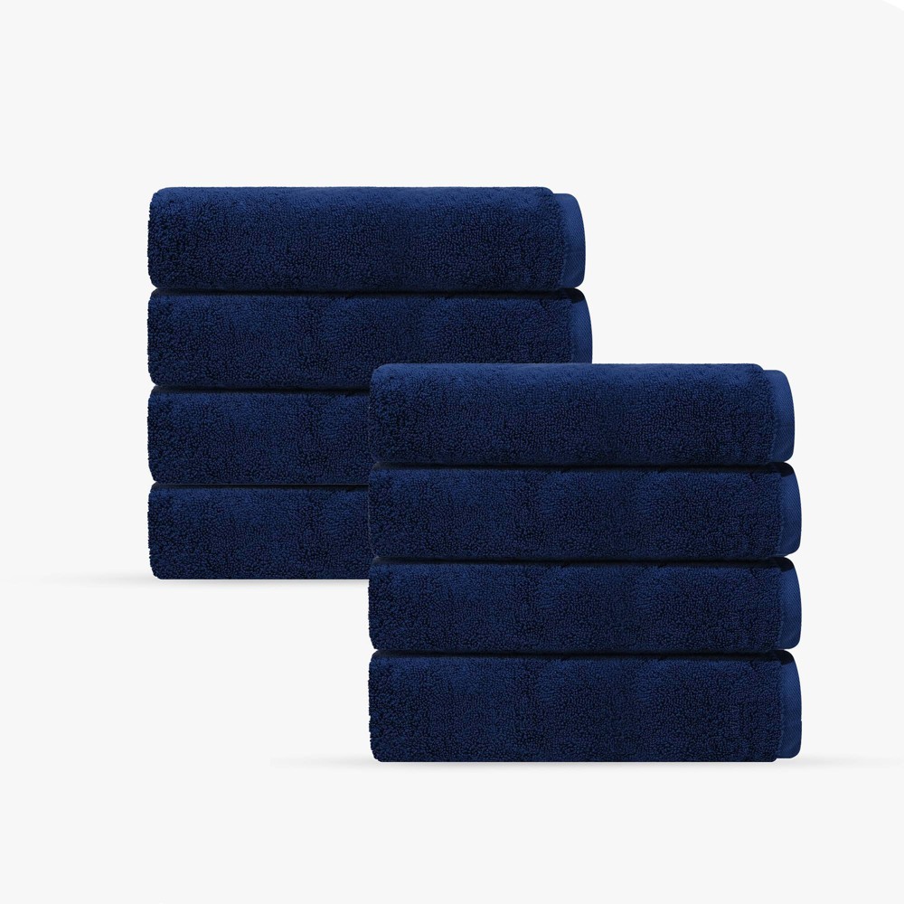 Photos - Towel Depera Home 8pc Puresoft Turkish Washcloth Set Navy Blue