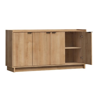 Oak 4-Door Light Wood Accent Cabinet with Adjustable Shelves