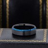 Jewelry Avalanche 6mm Beveled Black & Blue IP Tungsten Carbide Mens Womens Wedding Band - 3 of 4