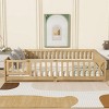 Queen Size Floor Bed for Kids, Safe Montessori Bed with Fence and Door, Low Profile Platform Bed with Guardrails, Wood Frame Bed-Baofuwish - 2 of 4