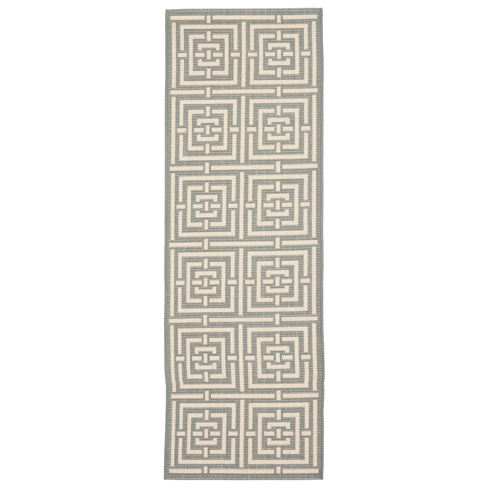 2'3inX14' Runner Cagliari Outer Patio Rug Gray/Cream - Safavieh