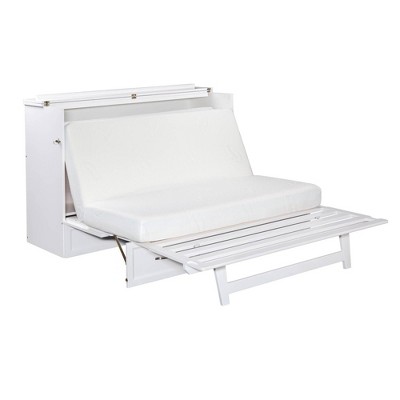 White Coastal Queen Murphy Bed Chest with Charging Station
