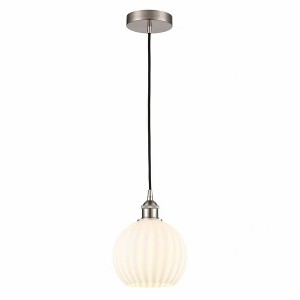 White Venetian - 1 Light Cord Hung Mini Pendant In Modern Style-10 Inches Tall and 8 Inches Wide - 1 of 1