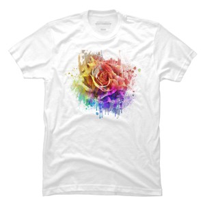 Adult Design By Humans Pride Rose Artistic Rainbow By Zedikzz T-Shirt - 1 of 2