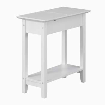 American Heritage Flip Top End Table with Charging Station and Shelf - Breighton Home