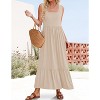 Women's 2025 Summer Sleeveless Dress Square Neck Pleated Swing Casual Maxi Dresses with Pockets - 3 of 4