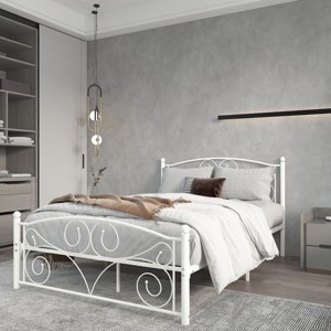 ueen Size Unique Flower Sturdy System Metal Bed Frame - 1 of 4