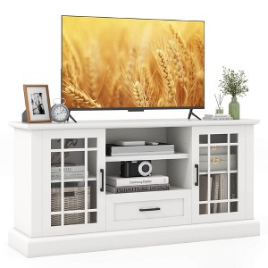 Tangkula Farmhouse TV Stand for TVs up to 70" Media Center w/Glass Doors Cubbies & Drawer - 1 of 4