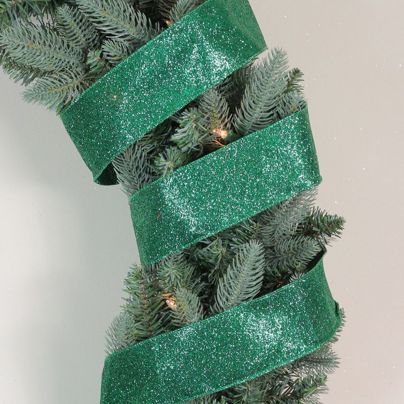 Northlight Shimmering Green Wired Christmas Craft Ribbon 2.5" x 16 Yards, 2 of 4