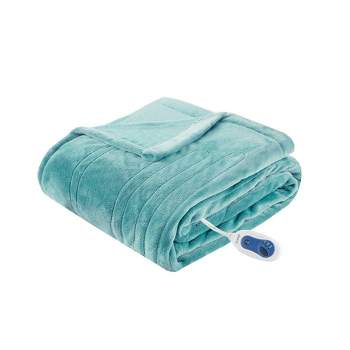 Full/queen Printed Bed Blanket Aqua Floral - Betseyville : Target