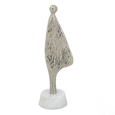 GlasFlength Decorative Objects Abstract Human Decor Thinker Sculpture Figurine Aesthetic Table Desk Decor for Living Room, Silver, 3.5"*3"*11"