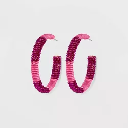 SUGARFIX by BaubleBar Textured Beaded Hoop Statement Earrings - Pink