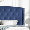3-Piece Upholstered Bedroom Set, Tufted Wingback Bed with 2 Nightstands, Nightstands with Drawers, Upholstered Bed Modern-Cuddlewood - 3 of 4