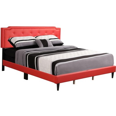 Passion Furniture Deb Red Tufted King Panel Bed : Target