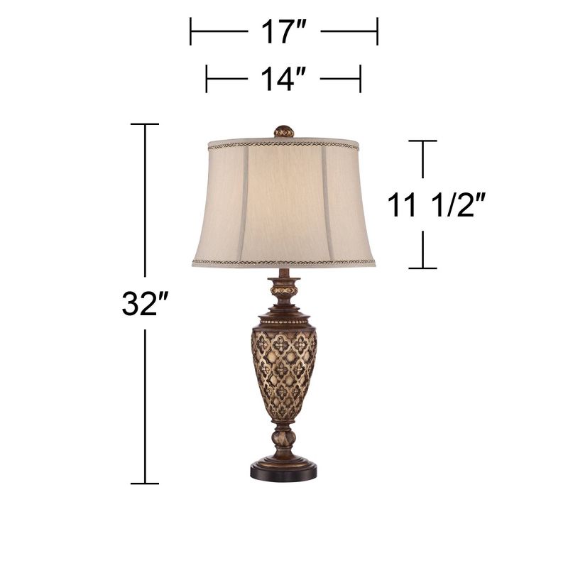 Barnes and Ivy Nicole Traditional Table Lamp 32" Tall Light Bronze Bell Shade for Bedroom Living Room Bedside Nightstand Office Kids Family House Home, 4 of 5